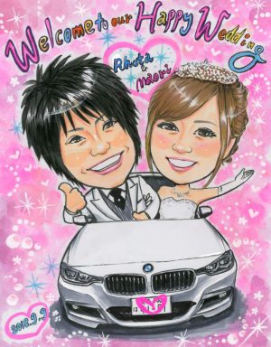 bmw愛車 似顔絵ウェルカムボード